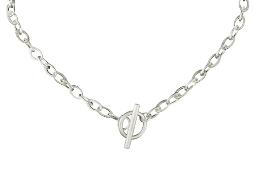 SILBERMOOS Damen Kette Gliederkette mit Knebelverschluss 45 cm gebürstet 925 Sterling Silber von SILBERMOOS