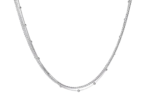 SILBERMOOS Damen Kette Multifili Dreifach-Kette aus 3 Kugel-Geflechten Design Statement-Kette Layering-Kette 925 Sterling Silber 45 cm von SILBERMOOS