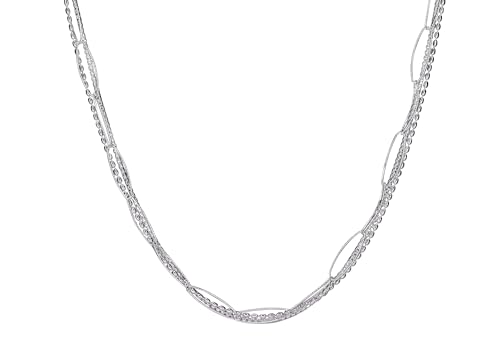 SILBERMOOS Damen Kette Multifili Dreifach-Kette aus 3 ovalen Geflechten Design Statement-Kette Layering-Kette 925 Sterling Silber 45 cm von SILBERMOOS