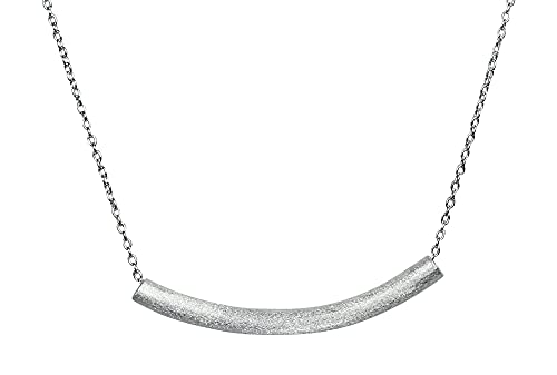 SILBERMOOS Damen Kette mit Anhänger Stäbchen-kette filigran matt zarte Ankerkette 925 Sterling Silber 41 44 47 cm von SILBERMOOS