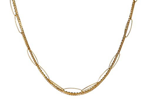 SILBERMOOS Damen Kette vergoldet Multifili Dreifach-Kette aus 3 ovalen Geflechten Design Statement-Kette Layering-Kette, 925 Sterling Silber, 45 cm SILBERMOOS Damen Kette vergoldet Multifili Dreifach-Kette aus 3 ovalen Geflechten Design Statement-Kette Layering-Kette, 925 Sterling Silber, 45 cm von SILBERMOOS