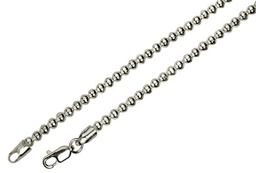 SILBERMOOS Damen Kugelkette massiv diamantiert formstabil 3 mm stark Qualitätskette aus Italien 925 Sterling Silber 45 50 cm, Länge:45 cm von SILBERMOOS