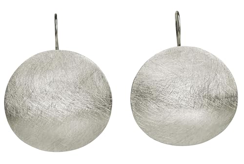 SILBERMOOS Damen Ohrhänger Hänger rund Scheibe gebogen gebürstet 925 Sterling Silber Ohrstecker von SILBERMOOS