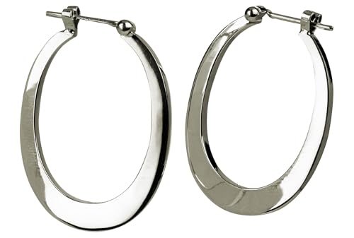 SILBERMOOS Damen Ohrhänger oval auffällig glänzend 925 Sterling Silber Ohrringe von SILBERMOOS