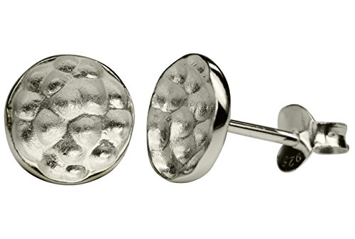 SILBERMOOS Damen Ohrstecker Kreis matt gehämmert klein Sterling Silber 925 Ohrringe von SILBERMOOS