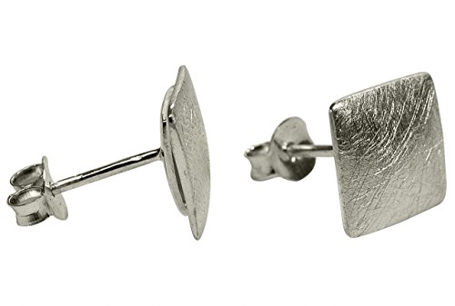 SILBERMOOS Damen Ohrstecker Quadrat Viereck gebürstet Sterling Silber 925 Ohrringe von SILBERMOOS