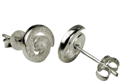 SILBERMOOS Damen Ohrstecker Spirale klein rund matt Sterling Silber 925 Ohrringe von SILBERMOOS