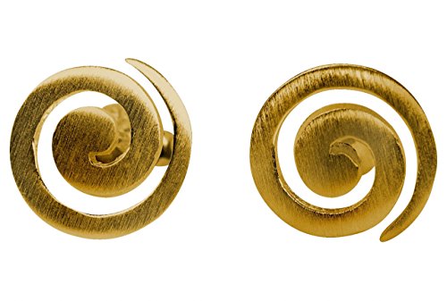 SILBERMOOS Damen Ohrstecker vergoldet Spirale klein rund matt Sterling Silber 925 Ohrringe von SILBERMOOS