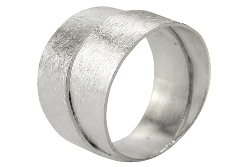 SILBERMOOS Damen Ring Bandring Schmiedering doppelter Ring zwei Schienen zweifach gebürstet Sterling Silber 925, Größe:62 von SILBERMOOS
