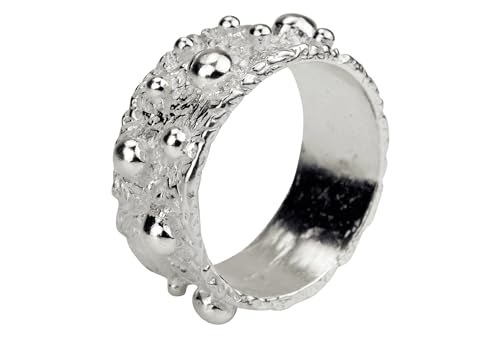 SILBERMOOS Damen Ring Bandring gepunktet Punkte glänzend Sterling Silber 925, Größe:54 von SILBERMOOS