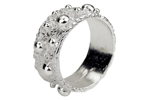 SILBERMOOS Damen Ring Bandring gepunktet Punkte glänzend Sterling Silber 925, Größe:62 von SILBERMOOS