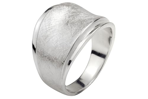 SILBERMOOS Damen Ring Bandring zwei Stufen gebürstet glänzend Sterling Silber 925, Größe:52 von SILBERMOOS