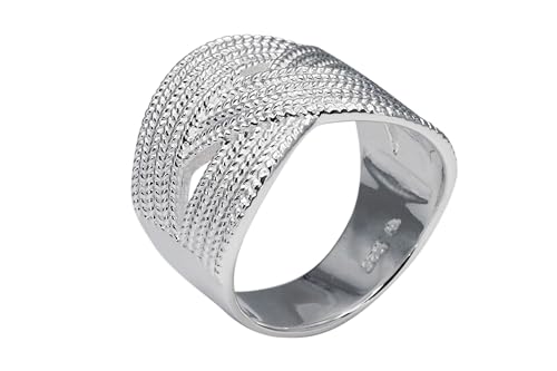 SILBERMOOS Damen Ring Damenring Flechtring geflochten fein breit Sterling Silber 925, Größe:54 von SILBERMOOS