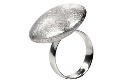 SILBERMOOS Damen Ring Damenring Knopf runde Platte Schild Kreis gebürstet Sterling Silber 925, Größe:62 von SILBERMOOS