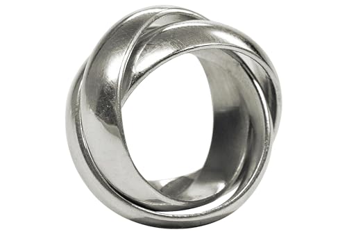SILBERMOOS Damen Ring Dreierring verspielt massiv handgeschmiedet glänzend Sterling Silber 925, Größe:62 von SILBERMOOS