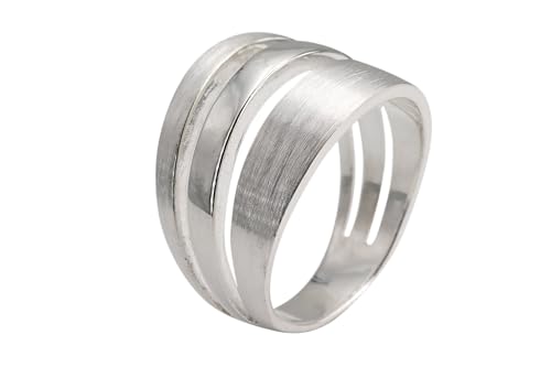 SILBERMOOS Damen Ring Fächerring Fächer Motiv breit matt glänzend Sterling Silber 925, Größe:52 von SILBERMOOS