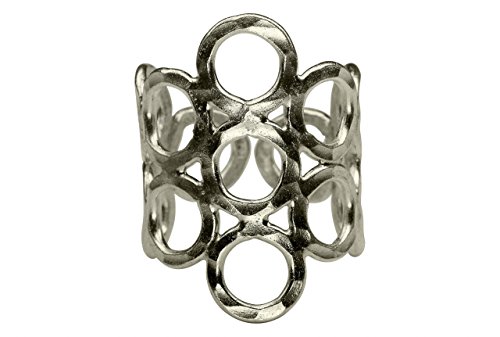 SILBERMOOS Damen Ring Kreise strukturiert verspielt gehämmert glänzend 925 Sterling Silber, Größe:54 (17.2) von SILBERMOOS
