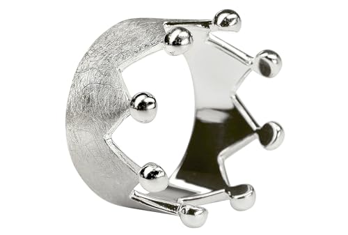 SILBERMOOS Damen Ring Krone Kronenring Crown Queen gebürstet Sterling Silber 925, Größe:62 von SILBERMOOS