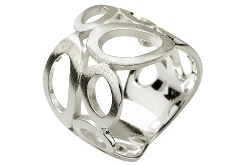 SILBERMOOS Damen Ring Motiv Bandring oval matt breit Sterling Silber 925, Größe:52 von SILBERMOOS