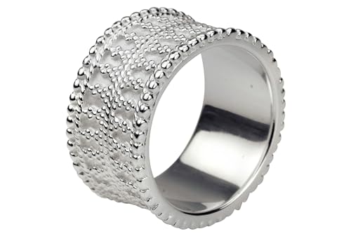 SILBERMOOS Damen Ring Ornament Band fein gepunktet Punkte glänzend Sterling Silber 925, Größe:58 von SILBERMOOS