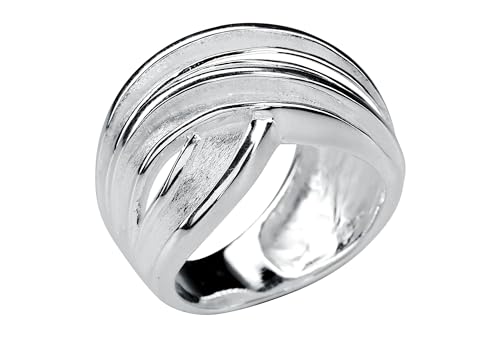 SILBERMOOS Damen Ring Wickelring diagonal Bandring Design über Kreuz breit massiv Sterling Silber 925, Größe:56 von SILBERMOOS