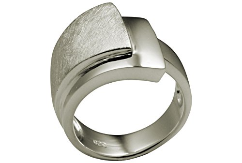 SILBERMOOS Eleganter Damen Ring doppelter Bandring gebürstet glänzend breit 925 Sterling Silber, Größe:62 von SILBERMOOS