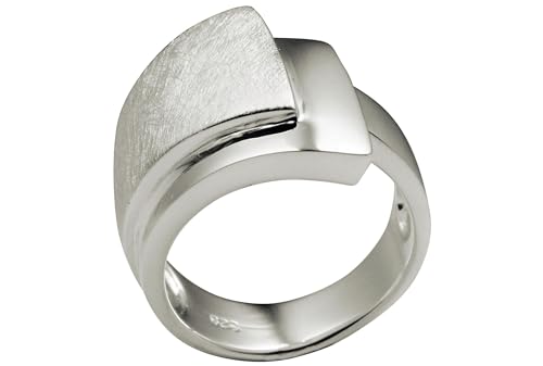 SILBERMOOS Eleganter Damen Ring doppelter Bandring gebürstet glänzend breit 925 Sterling Silber, Größe:54 von SILBERMOOS