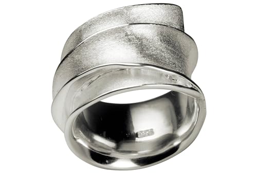 SILBERMOOS Damen Ring eleganter Design Wickelring massiv matt 925 Sterling Silber, Größe:58 von SILBERMOOS