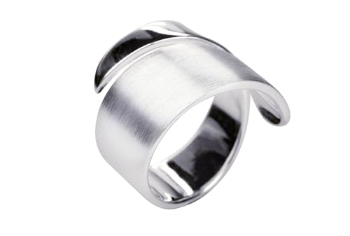 SILBERMOOS Damen Ring offen diagonal Bandring spitz matt glänzend Sterling Silber 925, Größe:56 von SILBERMOOS