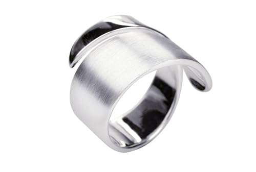 SILBERMOOS Damen Ring offen diagonal Bandring spitz matt glänzend Sterling Silber 925, Größe:62 von SILBERMOOS