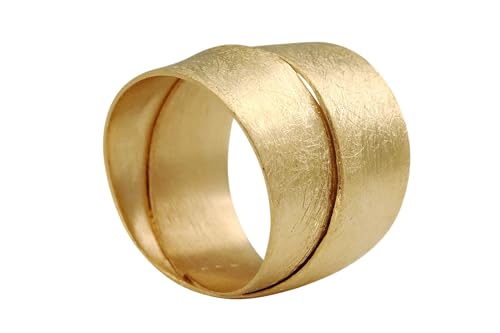SILBERMOOS Damen Ring vergoldet Bandring Schmiedering doppelter Ring zwei Schienen zweifach Sterling Silber 925, Größe:54 von SILBERMOOS