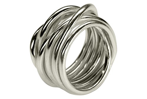 SILBERMOOS Damenring Herrenring Partnerring Ehering gewickelt handgeschmiedet Sterling Silber 925, Größe:52 von SILBERMOOS