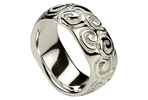 SILBERMOOS Damenring Spiralmuster Bandring Ornament matt und glänzend Sterling Silber 925, Größe:54 von SILBERMOOS