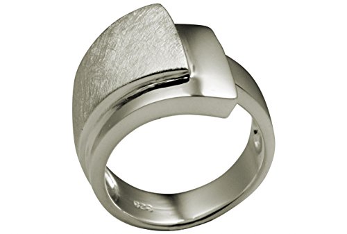 SILBERMOOS Eleganter Damen Ring doppelter Bandring gebürstet glänzend breit 925 Sterling Silber, Größe:60 von SILBERMOOS
