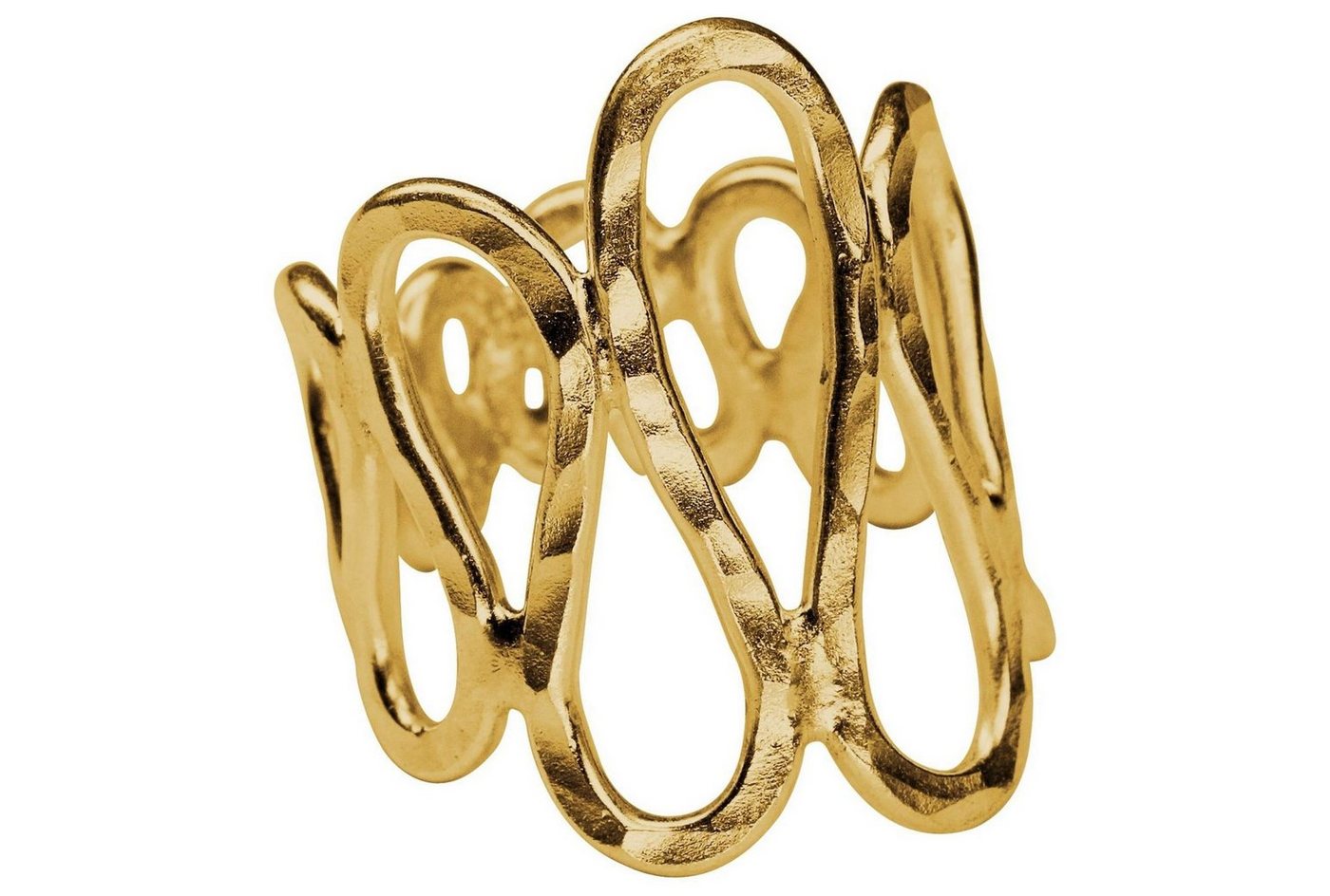SILBERMOOS Fingerring Gehämmerter Ring in Wellenstruktur vergoldet, 925 Sterling Silber von SILBERMOOS