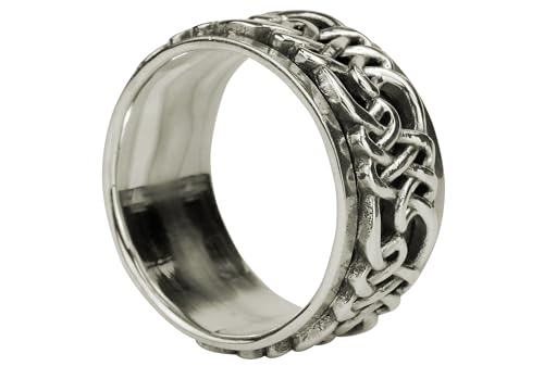 SILBERMOOS Herren Ring Bandring mit drehbaren Ornamenten geschwärzt 925 Sterling Silber, Größe:68 von SILBERMOOS