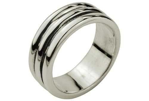 SILBERMOOS Herren Ring in Streifen-Optik massiv geschwärzt 925 Sterling Silber modern cool, Größe:62 von SILBERMOOS