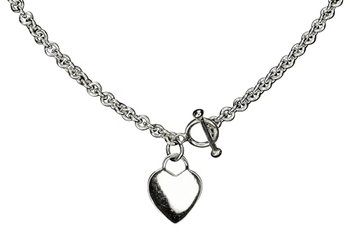 SILBERMOOS Kette mit Herz massiv italienisches Design glänzend mit Knebel-Verschluss 925 Sterling Silber von SILBERMOOS