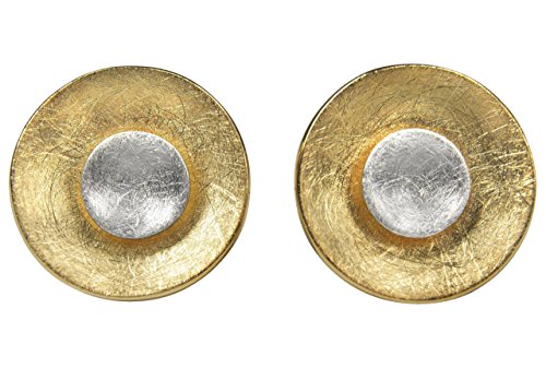 SILBERMOOS Ohrstecker bicolor Kreis rund 2-in-1 variabel gebürstet vergoldet Sterling Silber 925 Ohrringe von SILBERMOOS