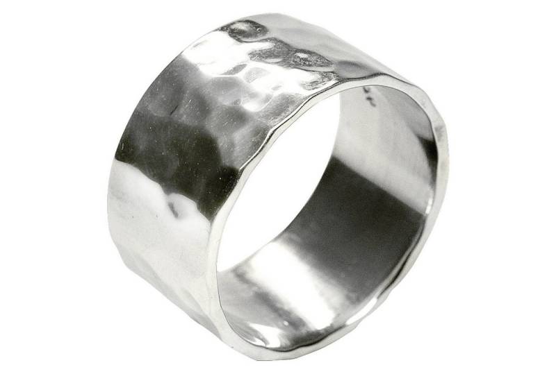 SILBERMOOS Partnerring XL Bandring "Hammerschlag", 925 Sterling Silber von SILBERMOOS
