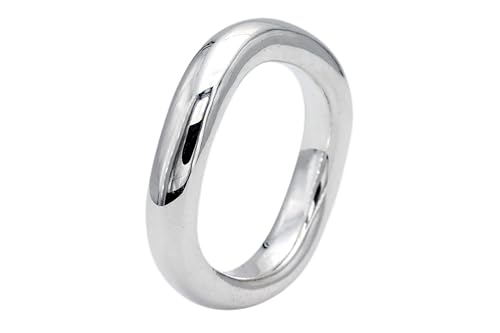 SILBERMOOS Ring Damen Herren Partner Ring Bandring gewellt bauchig massiv glänzend Sterling Silber 925, Größe:54 von SILBERMOOS