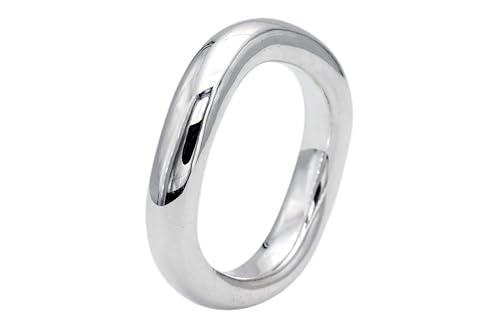 SILBERMOOS Ring Damen Herren Partner Ring Bandring gewellt bauchig massiv glänzend Sterling Silber 925, Größe:56 von SILBERMOOS