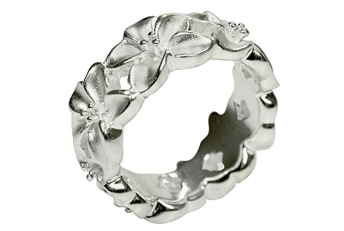 SILBERMOOS Ring Damenring Blume Blumenkranz Blumenring Blüte Blütenring Rosenring Rose sandgestrahlt glänzend Sterling Silber 925, Größe:52 von SILBERMOOS