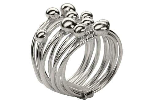 SILBERMOOS Ring Damenring Mehrfachring Kugelring glänzend Sterling Silber 925, Größe:52 von SILBERMOOS