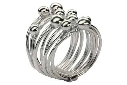 SILBERMOOS Ring Damenring Mehrfachring Kugelring glänzend Sterling Silber 925, Größe:54 von SILBERMOOS