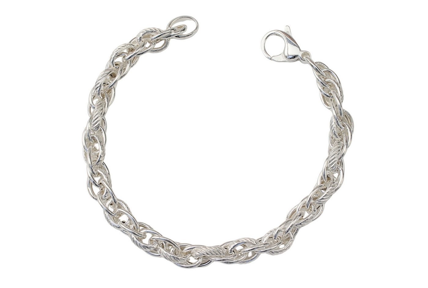 SILBERMOOS Silberarmband Elegantes Armband mit doppeltem Rundanker-Geflecht, 925 Sterling Silber von SILBERMOOS