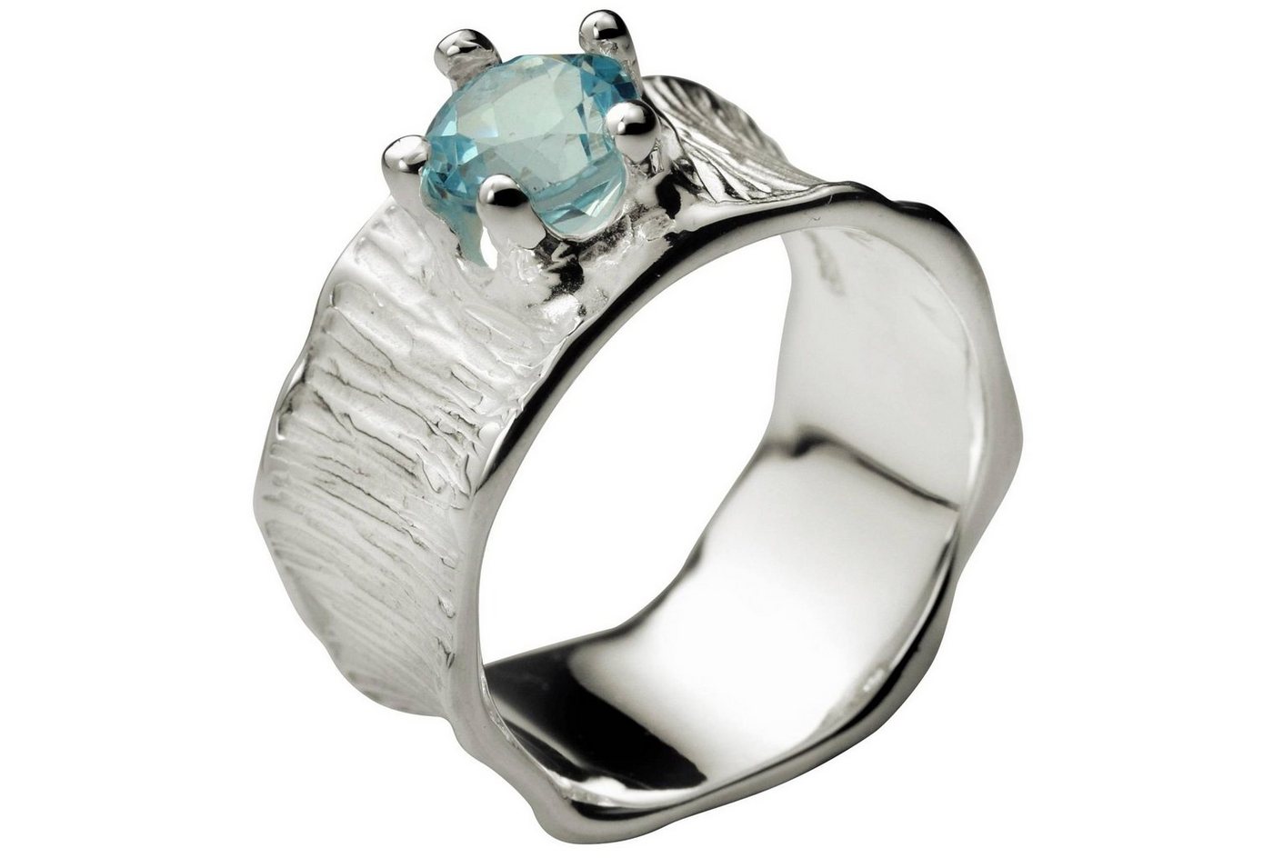 SILBERMOOS Silberring Eleganter Blautopas Ring, 925 Sterling Silber von SILBERMOOS