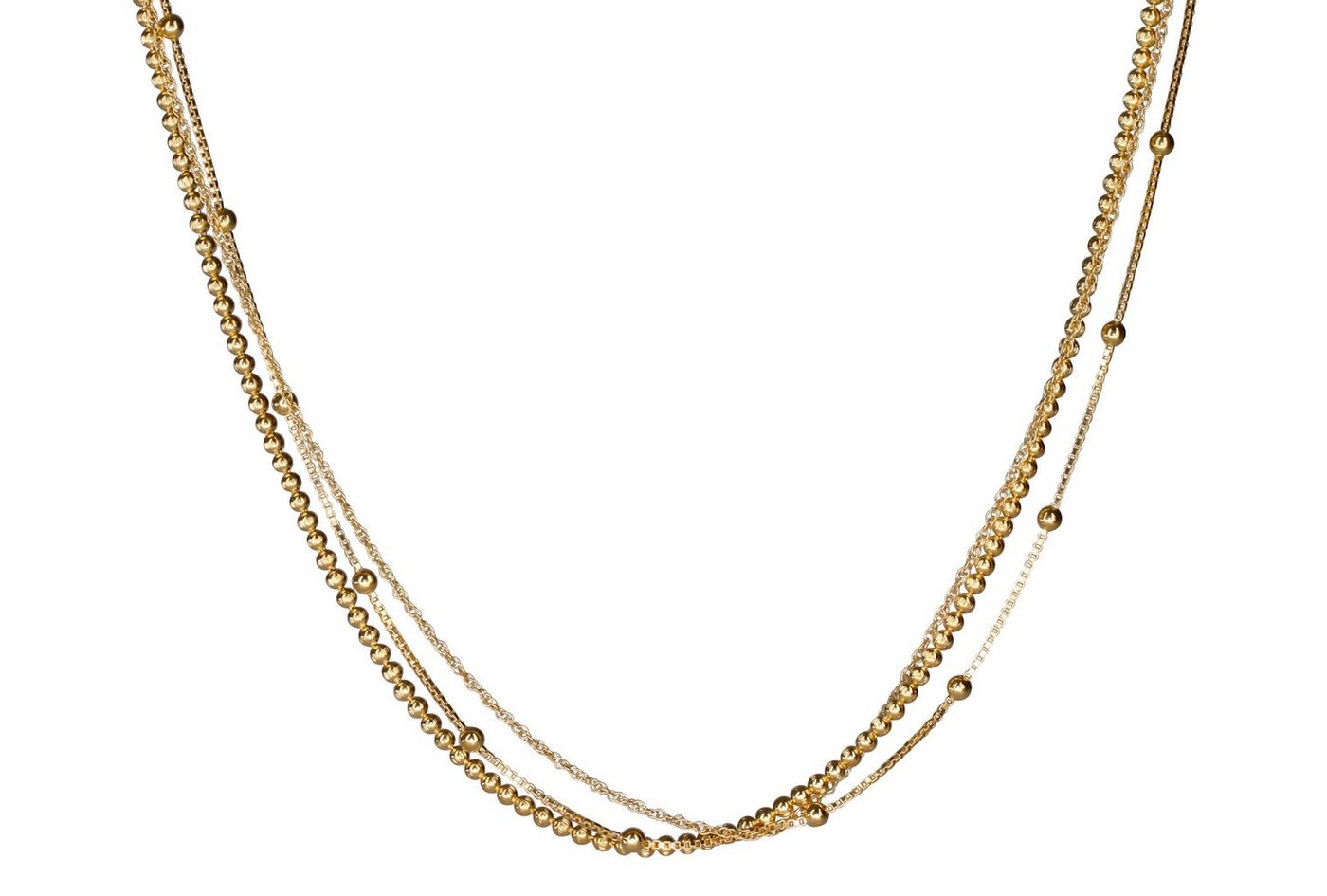 SILBERMOOS Statementkette Multifili-Kette mit Kugel-Geflechten vergoldet, 925 Sterling Silber von SILBERMOOS
