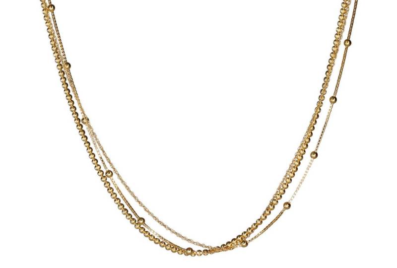 SILBERMOOS Statementkette Multifili-Kette mit Kugel-Geflechten vergoldet, 925 Sterling Silber von SILBERMOOS