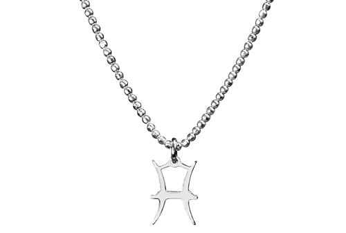 SILBERMOOS Sternzeichen Damen Kette Fische Pisces, Anhänger mit Kugel-Kette 45 cm diamantiert aus Italien, 925 Sterling Silber von SILBERMOOS